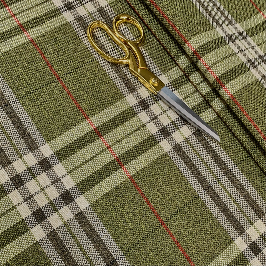 Green Checkered Upholstery Fabric
