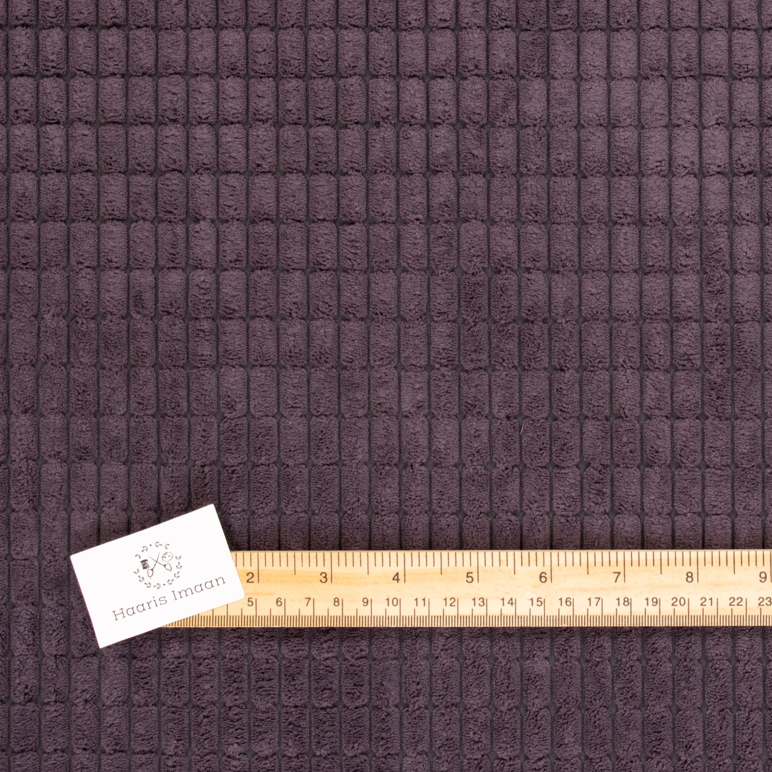 High Low Cord Soft Velvet Textured Material - Aubergine Purple