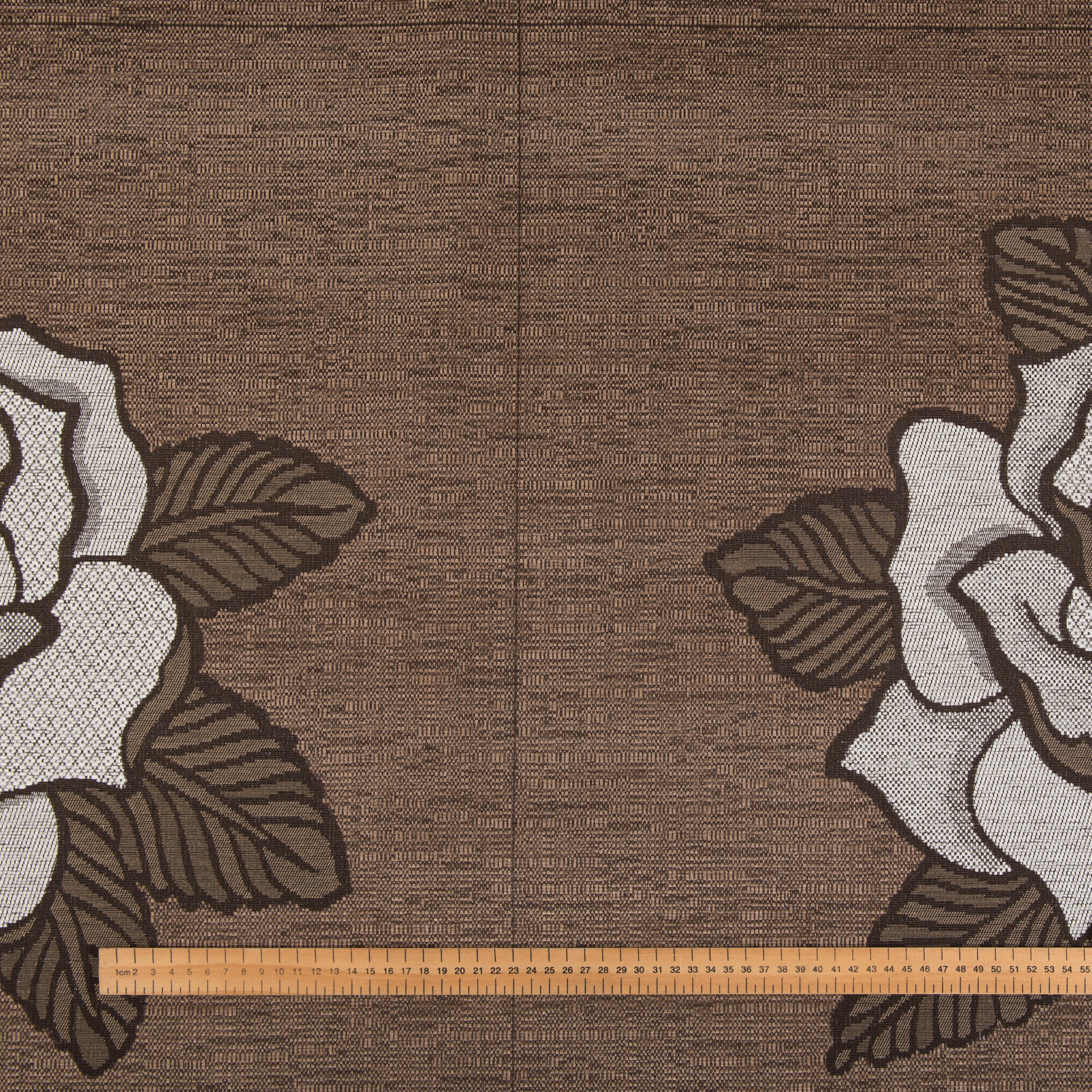 Floral Woven Upholstery Fabric by The Metre - Brown