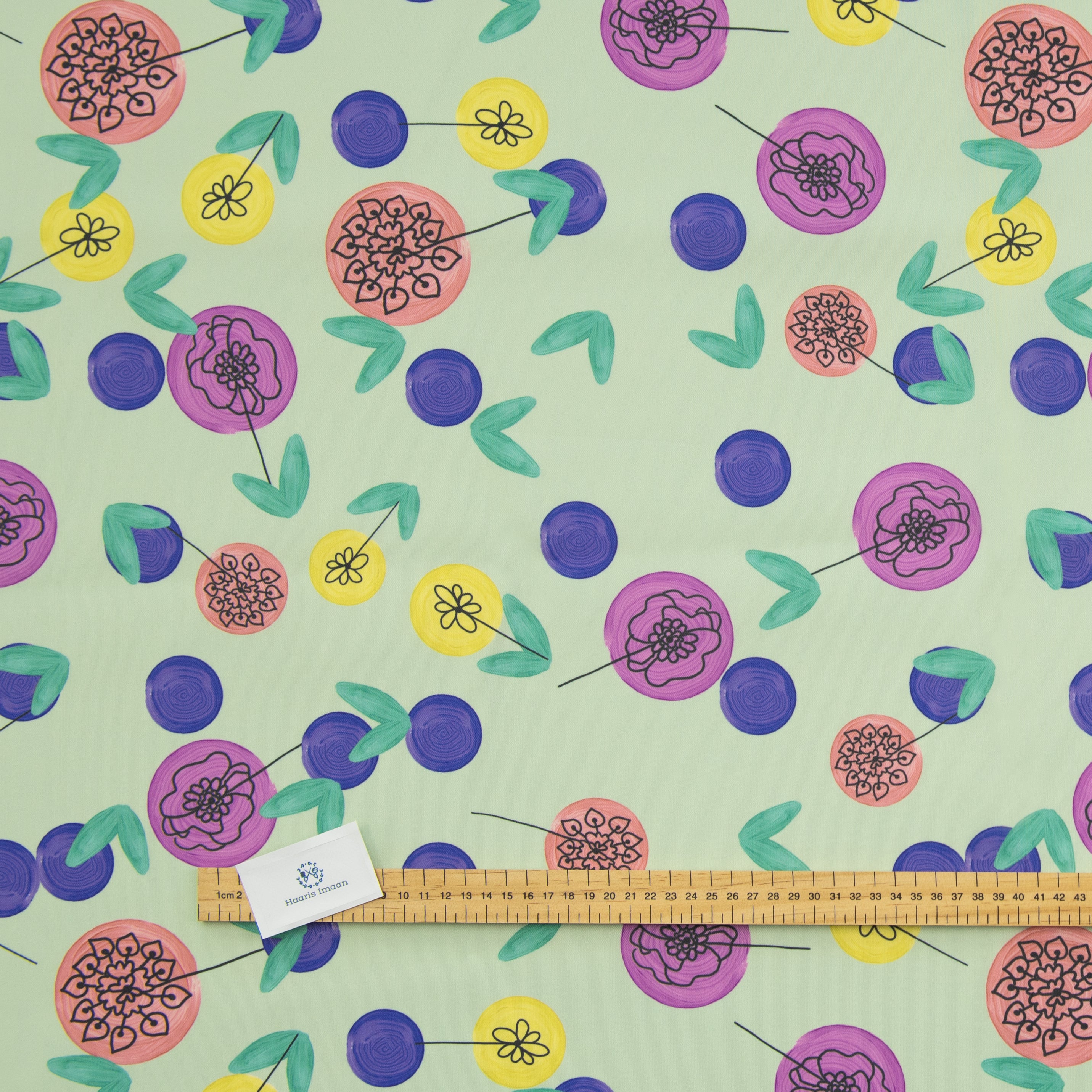 Digital Print Water Resistant Fabric - Spots Green