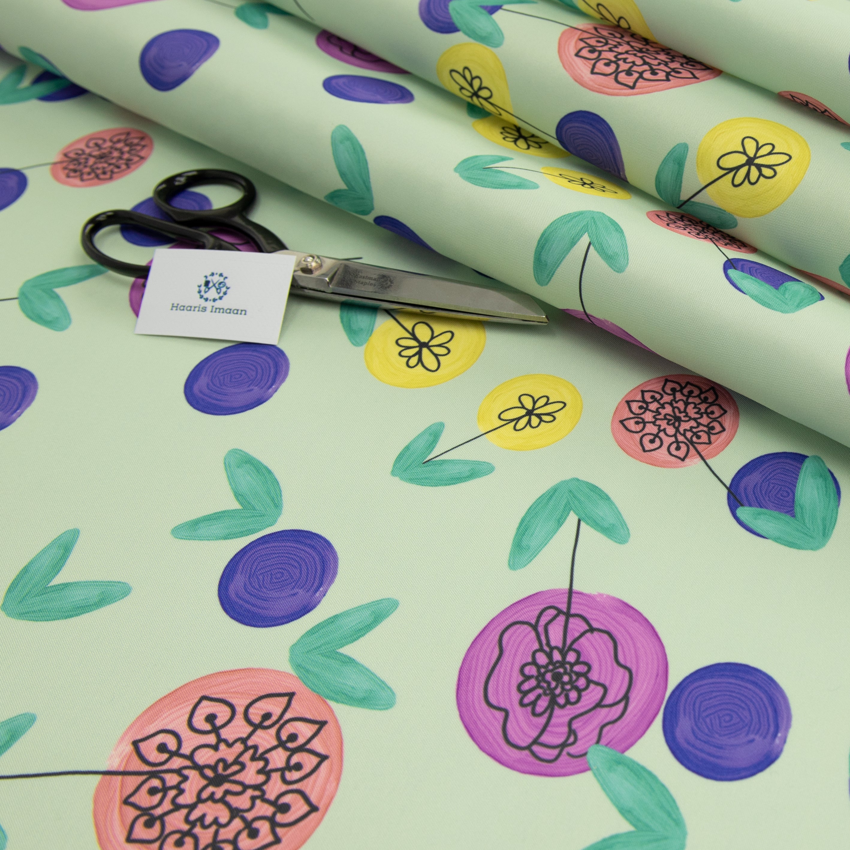 Digital Print Water Resistant Fabric - Spots Green