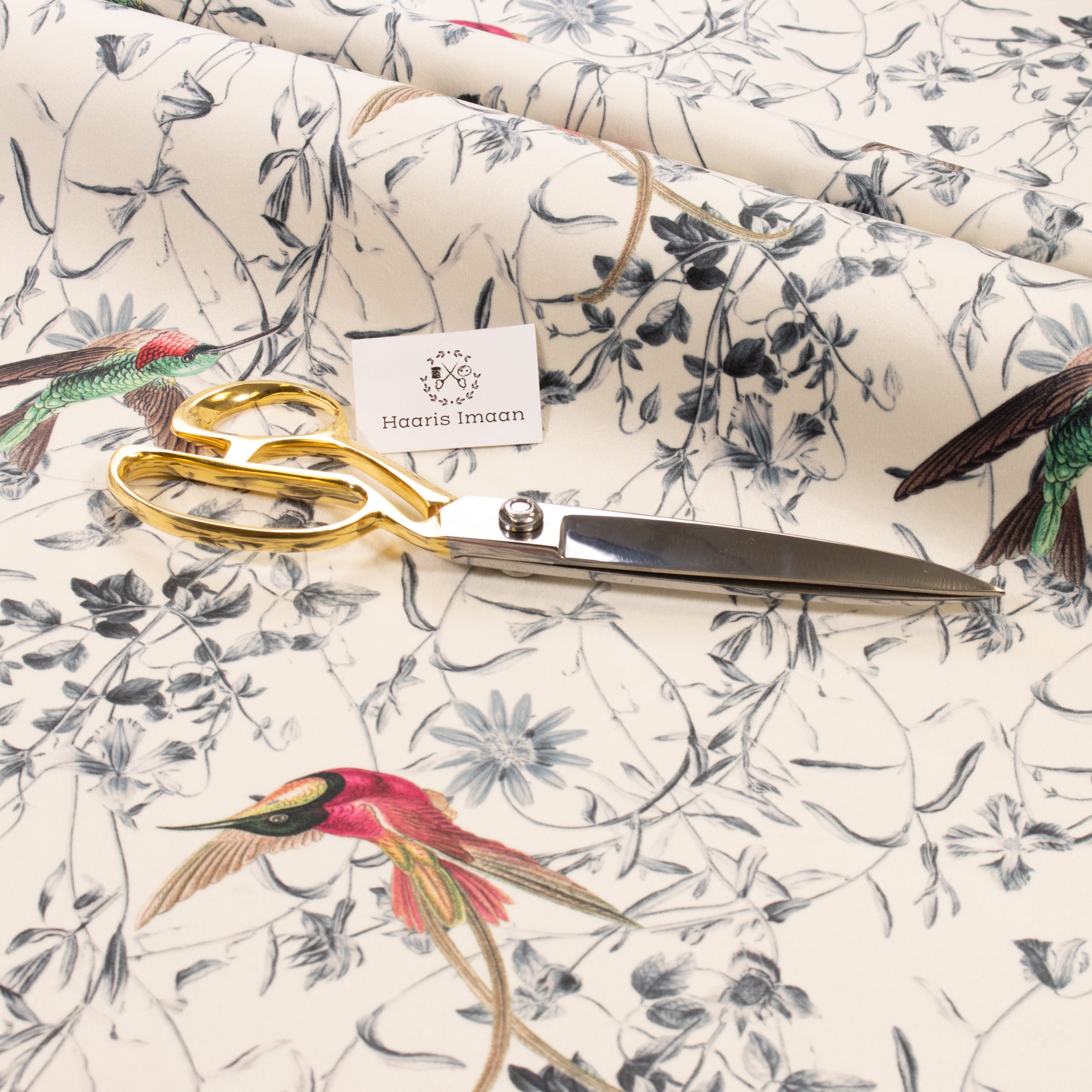 Printed Velvet Soft Upholstery Fabric - Hummingbird