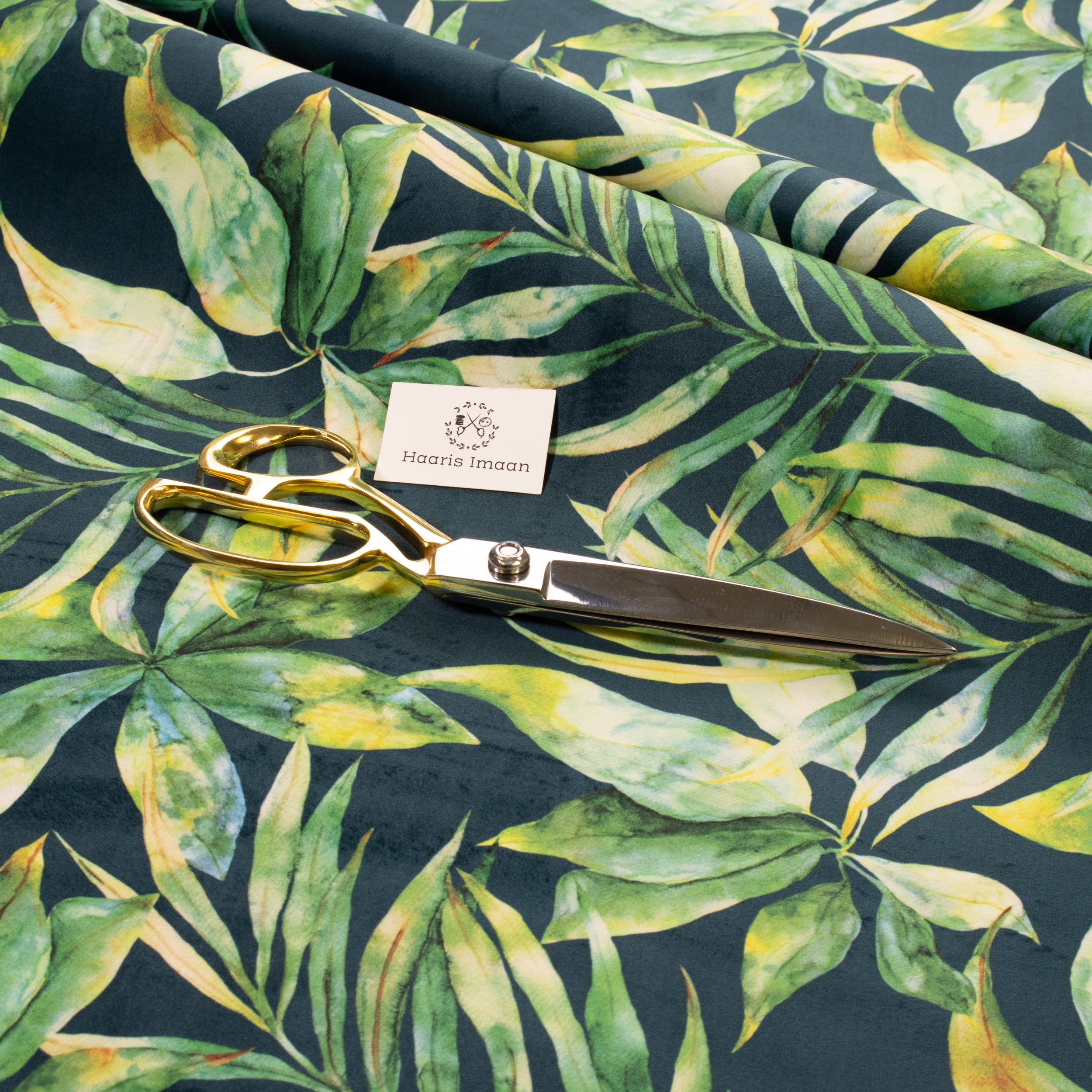 Printed Velvet Soft Upholstery Fabric - Tropical Leaves
