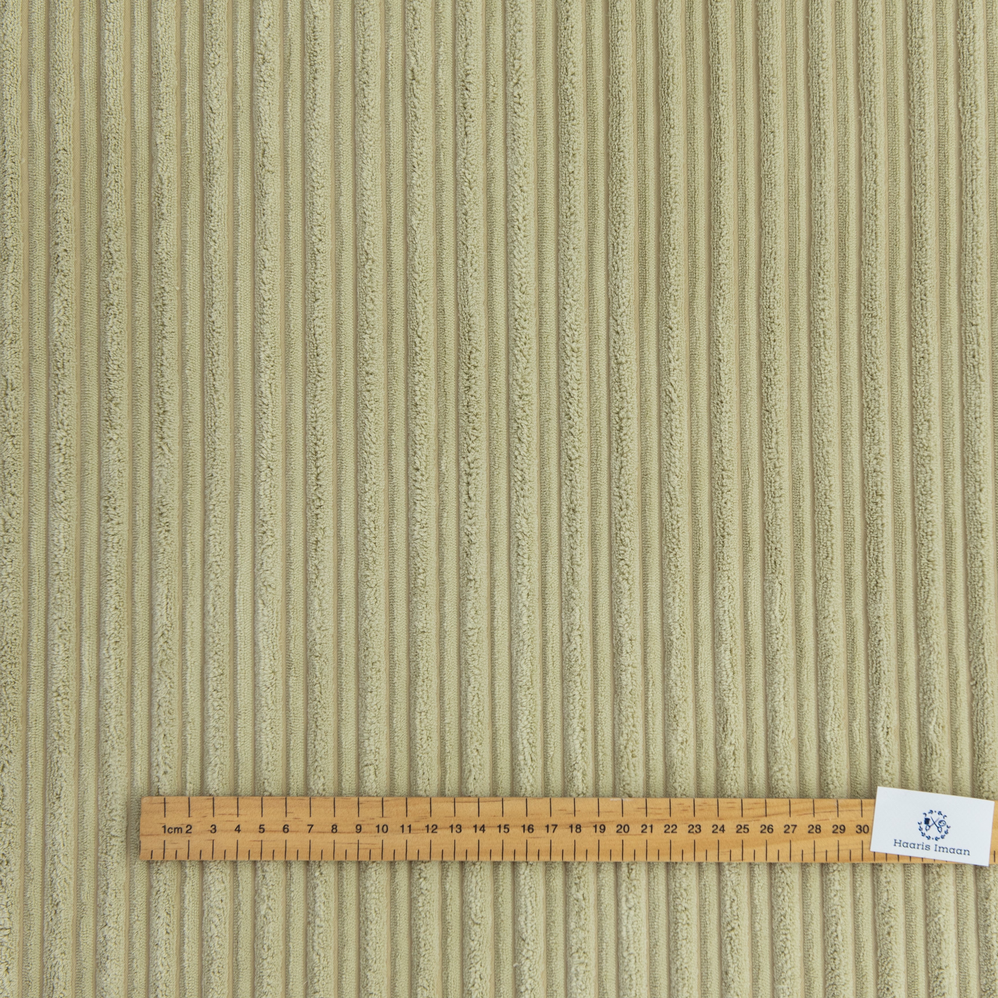 High Low Jumbo Cord Soft Velvet Textured Material - Limestone