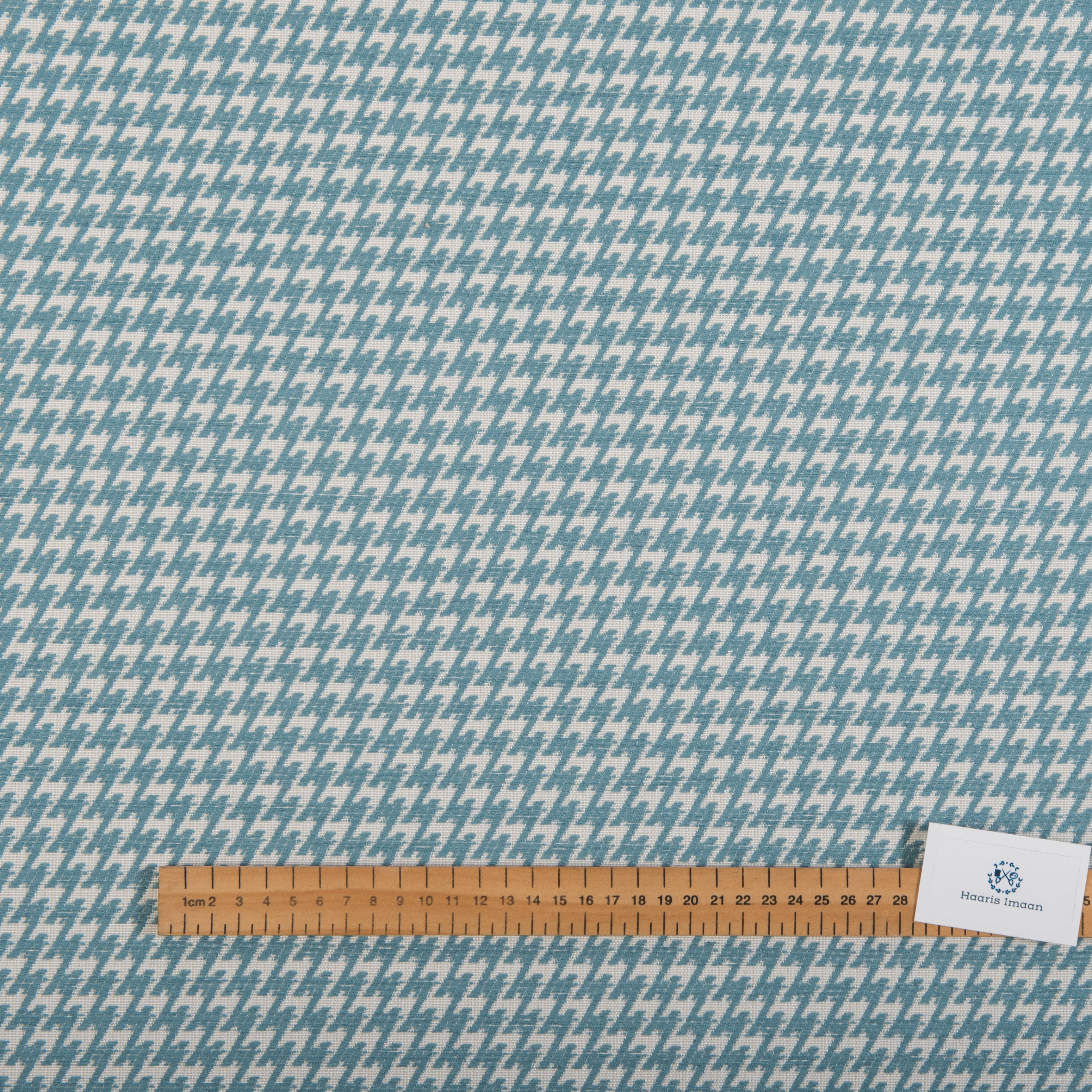 Blue Chenille Upholstery Fabric by The Metre Houndstooth