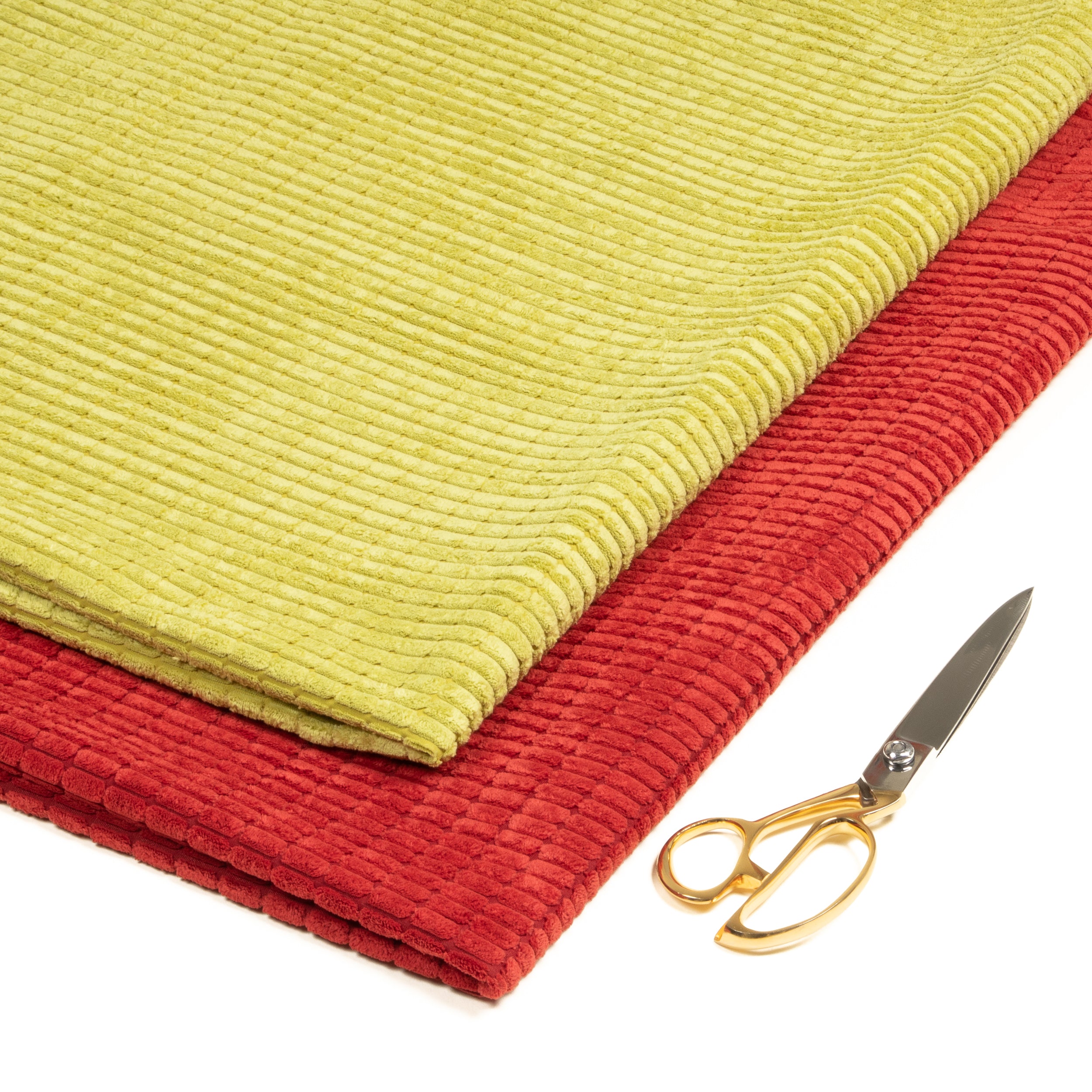 High Low Cord Soft Velvet Textured Material - Red