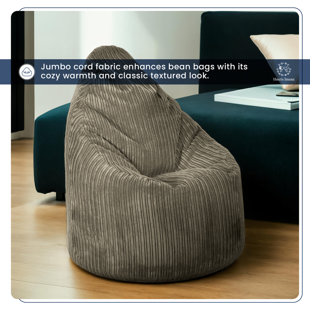 Beanbag made from steel corduroy fabric, perfect for indoor use.