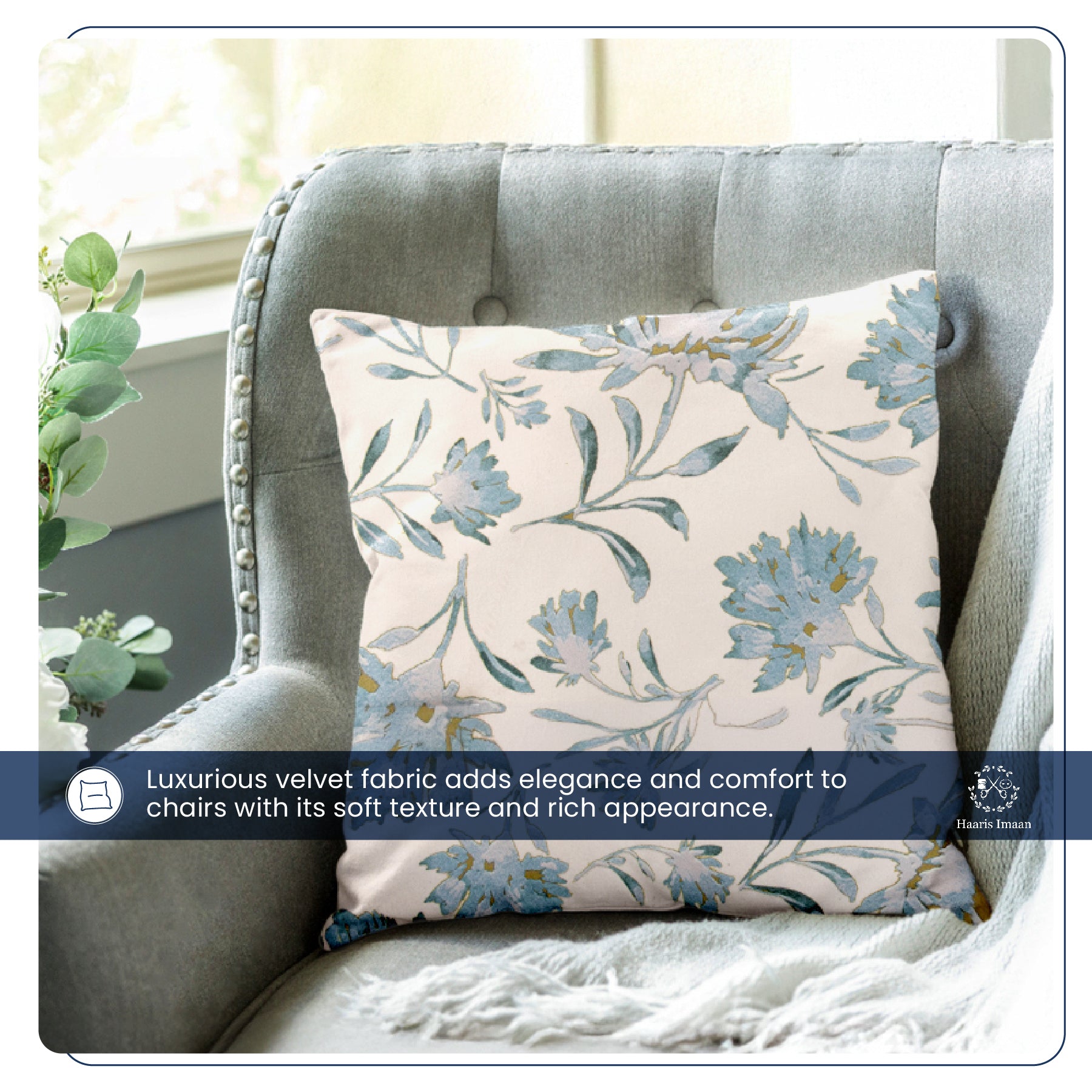 Cushion made from flowers velvet fabric, emphasizing its luxurious softness and floral appeal.