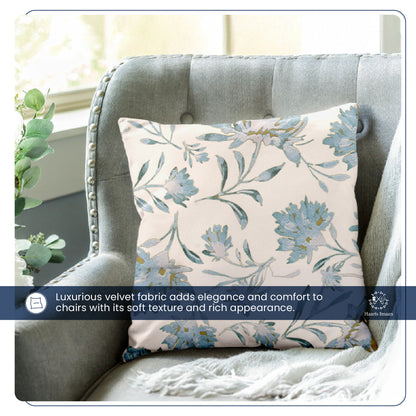Cushion made from flowers velvet fabric, emphasizing its luxurious softness and floral appeal.