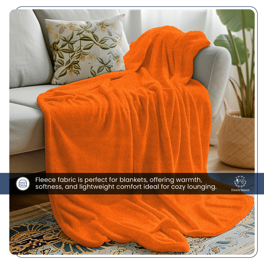 Folded Orange fleece fabric, perfect for DIY projects and accessories.