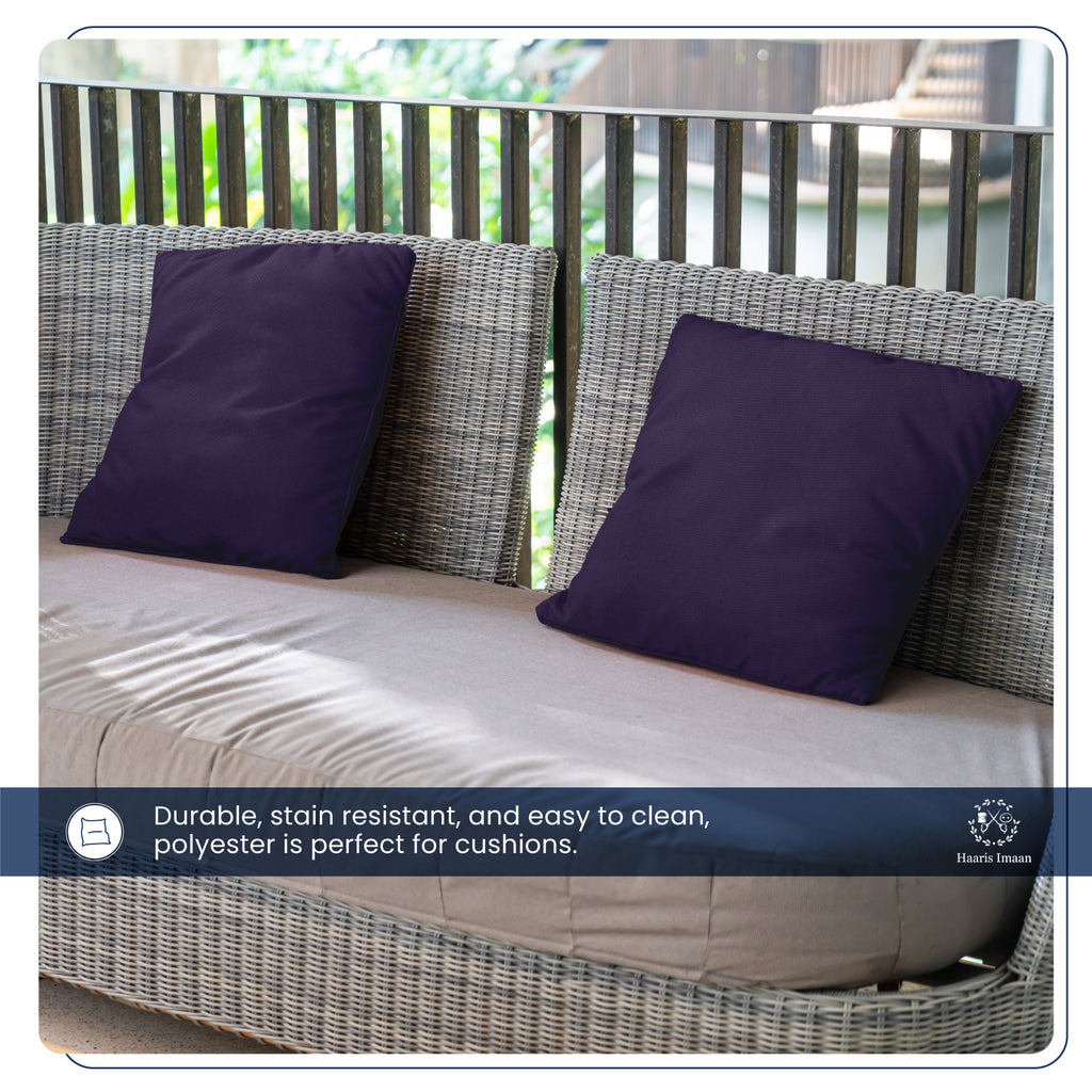 Cushion covers made from water-resistant polyester fabric, highlighting its sleek, functional design.