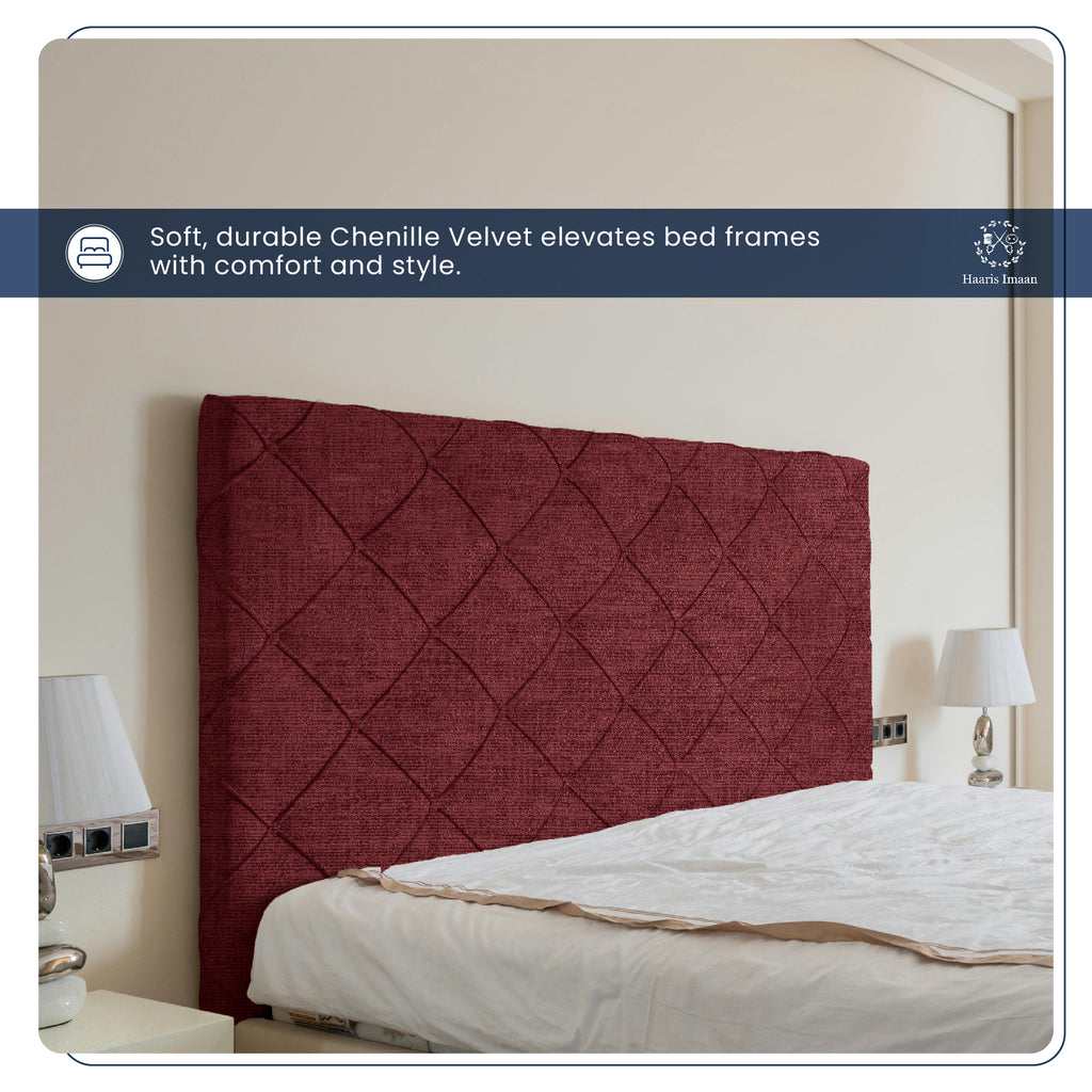 Raspberry chenille velvet cushions, showcasing the fabric’s soft texture and refined look.