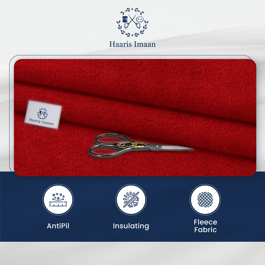 Blanket made from Red Polar Fleece fabric, showing its warmth and softness.