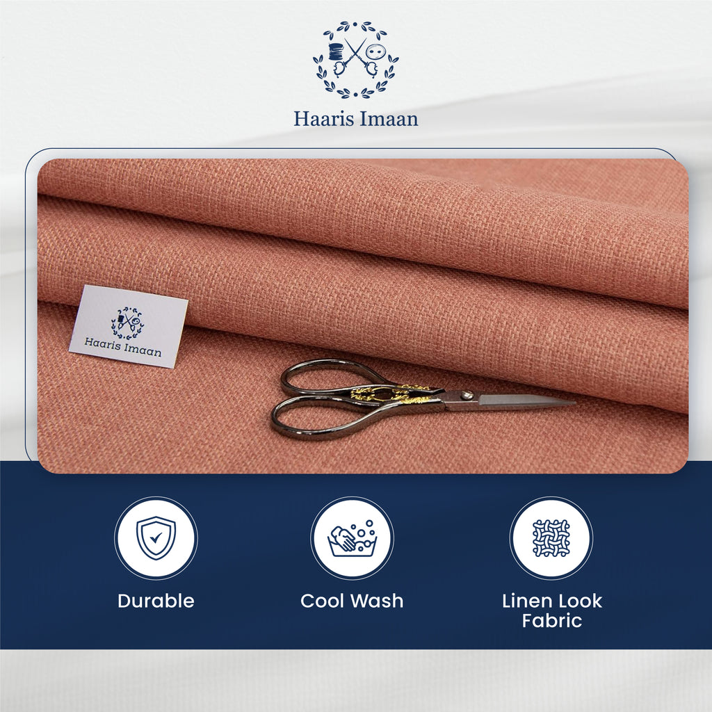 Sofa adorned with Salmon Pink linen look fabric cushions, enhancing the overall decor.
