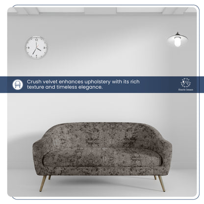 Crushed velvet fabric in a luxurious silver color, highlighting its plush texture.