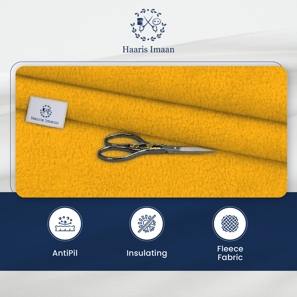 Blanket made from Yellow Polar Fleece fabric, demonstrating its warmth and softness.