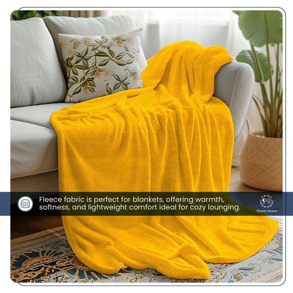 Folded Antipil Polar Fleece fabric in Yellow, ideal for creating cozy pet beds, throws, and accessories.