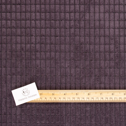 High Low Cord Soft Velvet Textured Material - Aubergine Purple