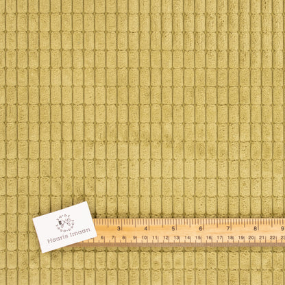 High Low Cord Soft Velvet Textured Material - Lime