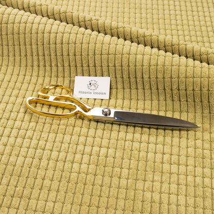 High Low Cord Soft Velvet Textured Material - Lime