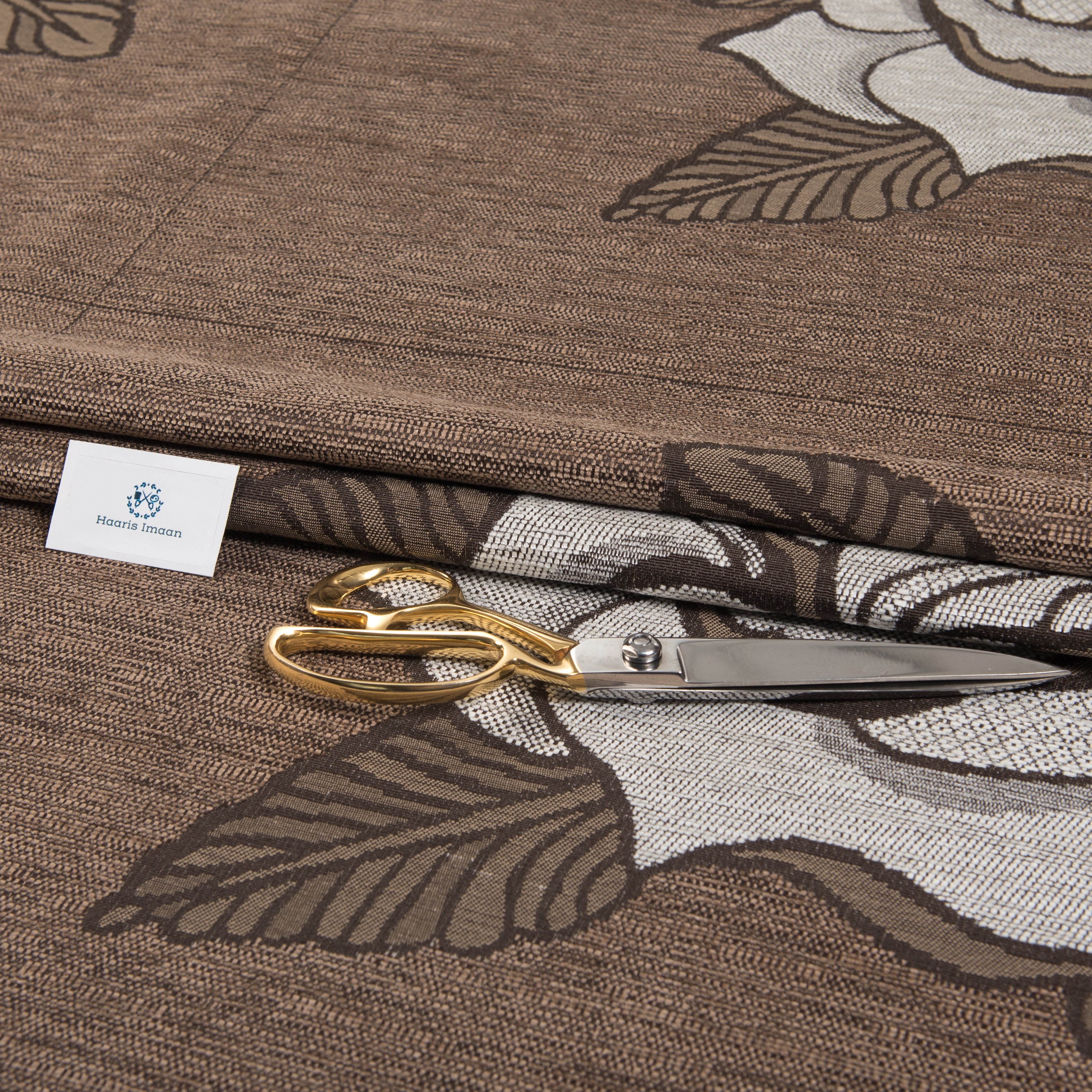 Floral Woven Upholstery Fabric by The Metre - Brown