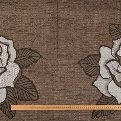Floral Woven Upholstery Fabric by The Metre - Brown