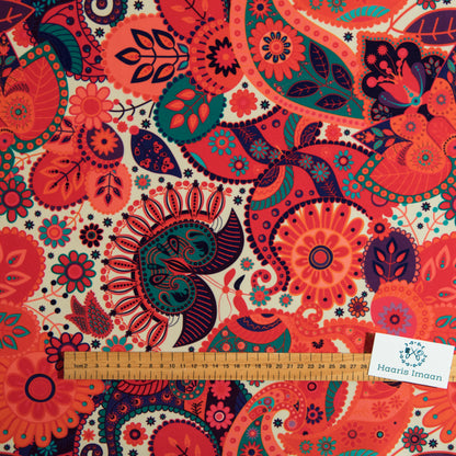 Printed Velvet Soft Upholstery Fabric -Madras