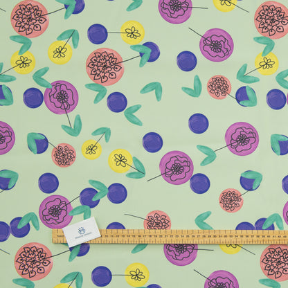 Digital Print Water Resistant Fabric - Spots Green