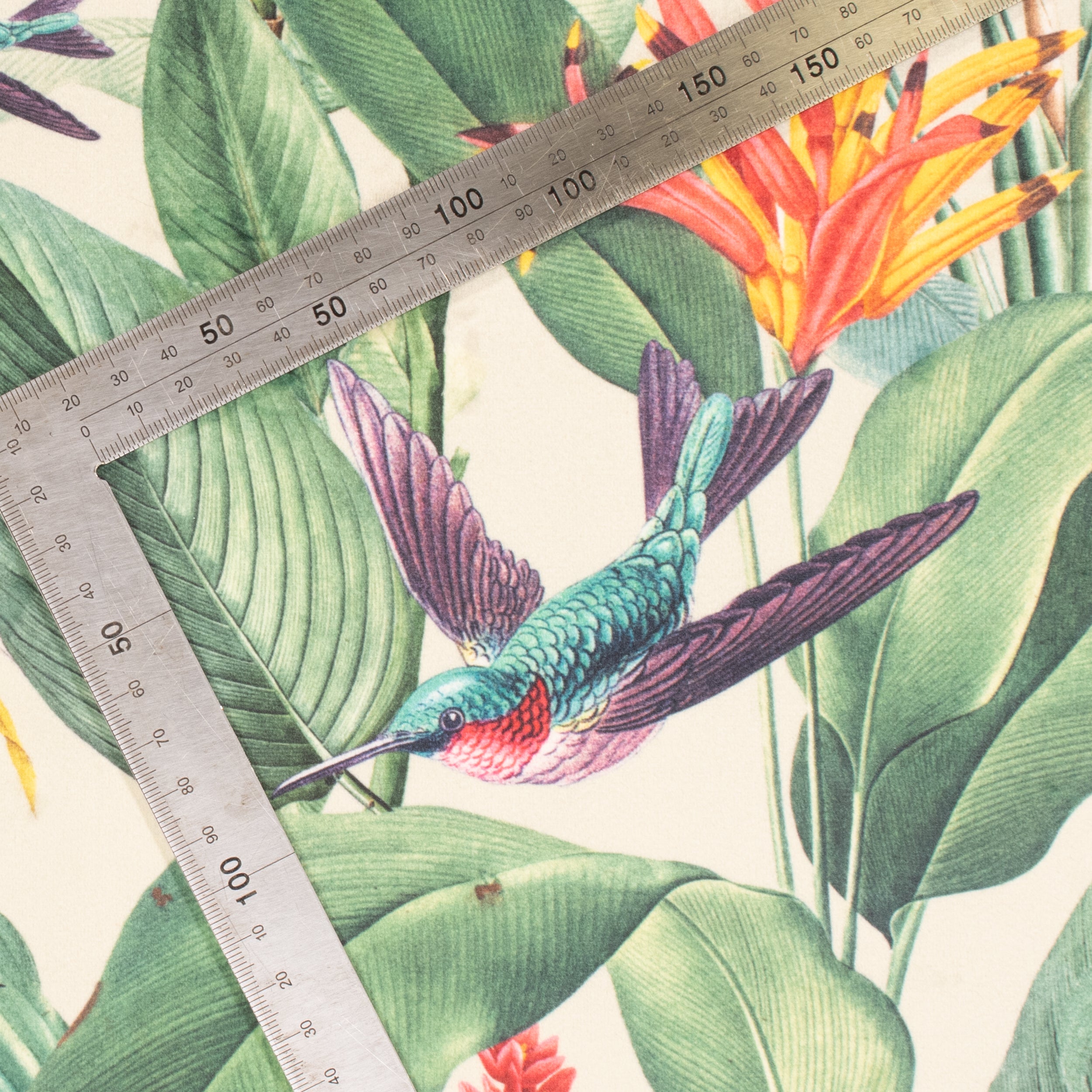 Printed Velvet Soft Upholstery Fabric - Birds of Paradise