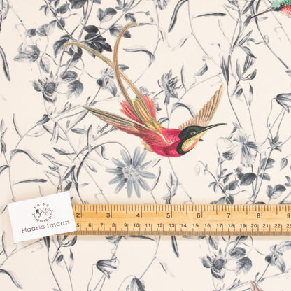 Printed Velvet Soft Upholstery Fabric - Hummingbird