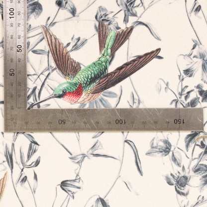 Printed Velvet Soft Upholstery Fabric - Hummingbird