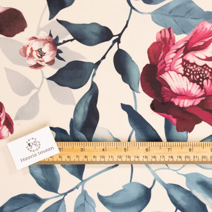 Printed Velvet Soft Upholstery Fabric - Peonies
