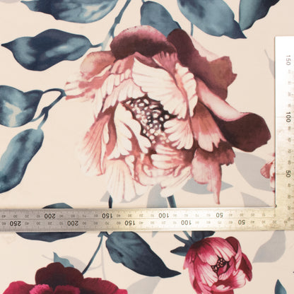 Printed Velvet Soft Upholstery Fabric - Peonies