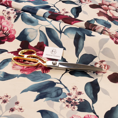 Printed Velvet Soft Upholstery Fabric - Peonies