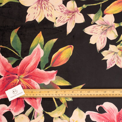Printed Velvet Soft Upholstery Fabric - Lillies