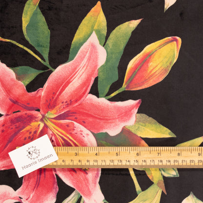 Printed Velvet Soft Upholstery Fabric - Lillies