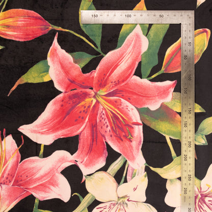 Printed Velvet Soft Upholstery Fabric - Lillies
