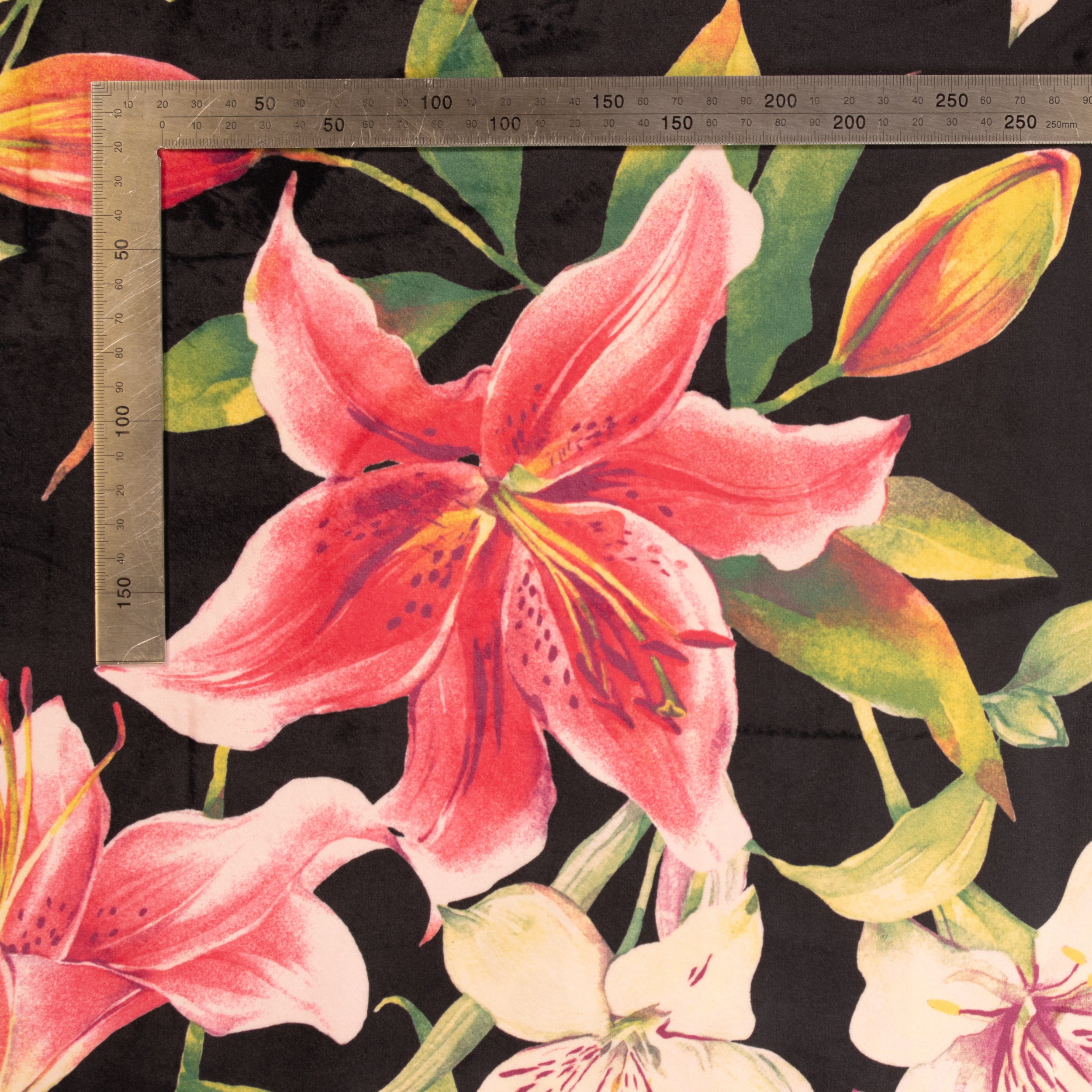 Printed Velvet Soft Upholstery Fabric - Lillies