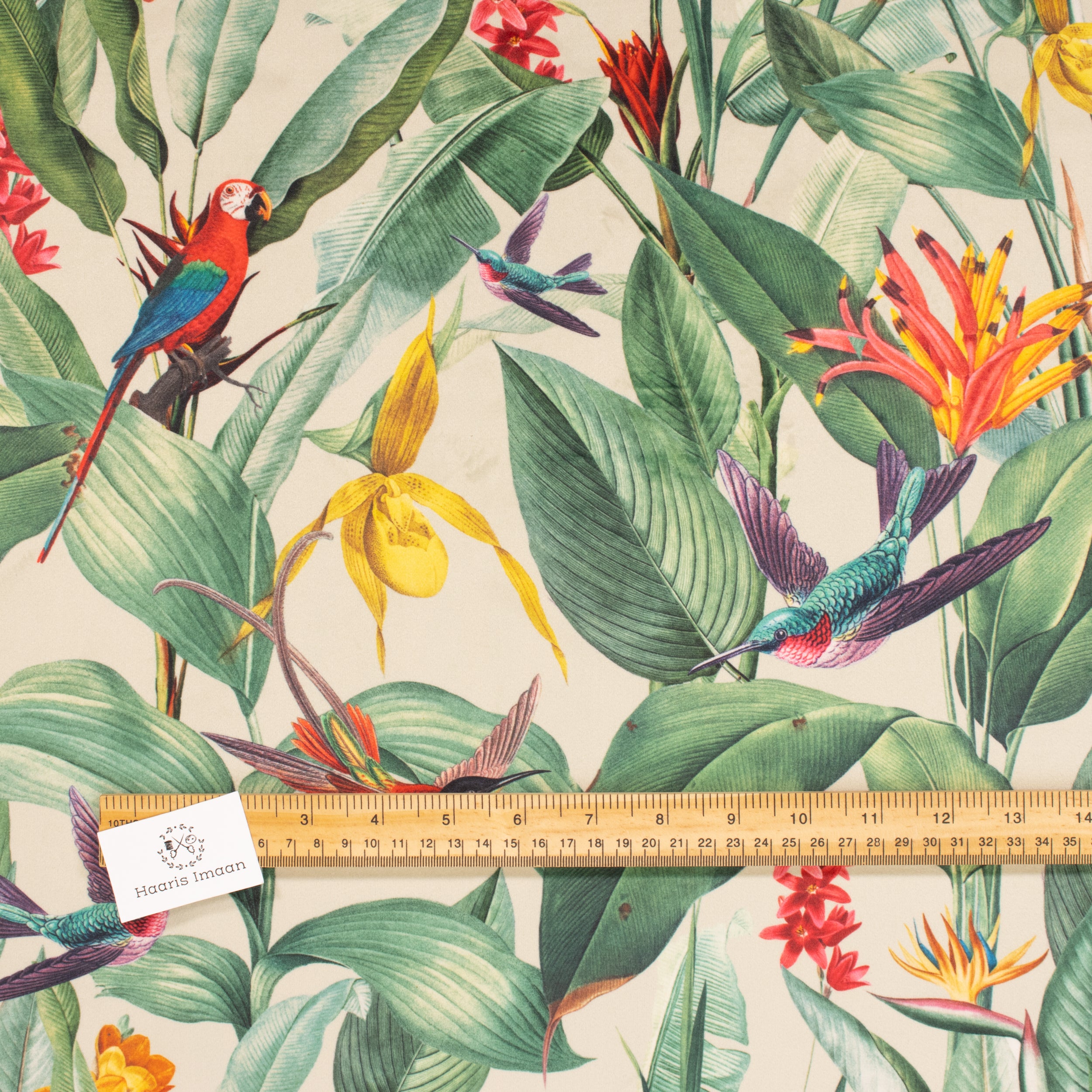 Printed Velvet Soft Upholstery Fabric - Birds of Paradise