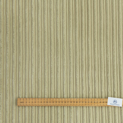 High Low Jumbo Cord Soft Velvet Textured Material - Limestone