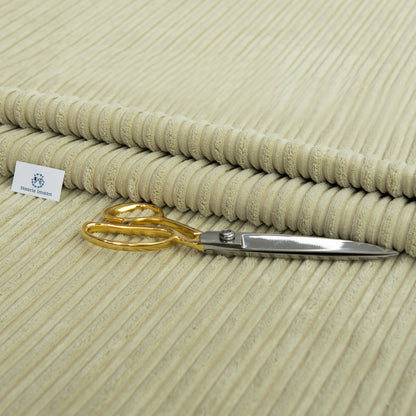 High Low Jumbo Cord Soft Velvet Textured Material - Limestone