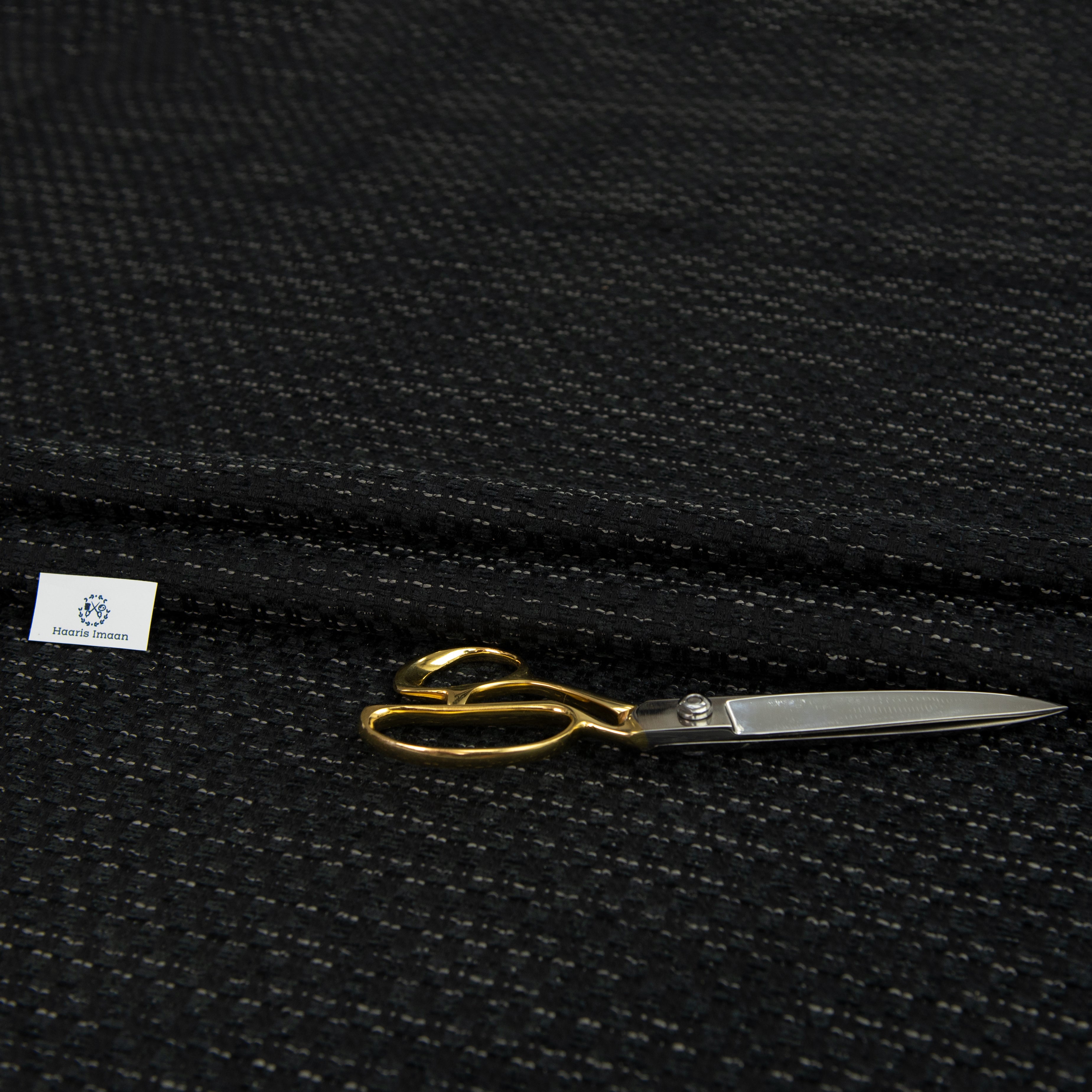 Martina Chunky Woven Chenille Upholstery Fabric by The Metre - Black