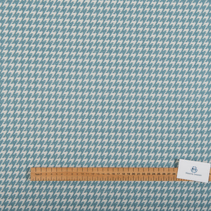 Blue Chenille Upholstery Fabric by The Metre Houndstooth
