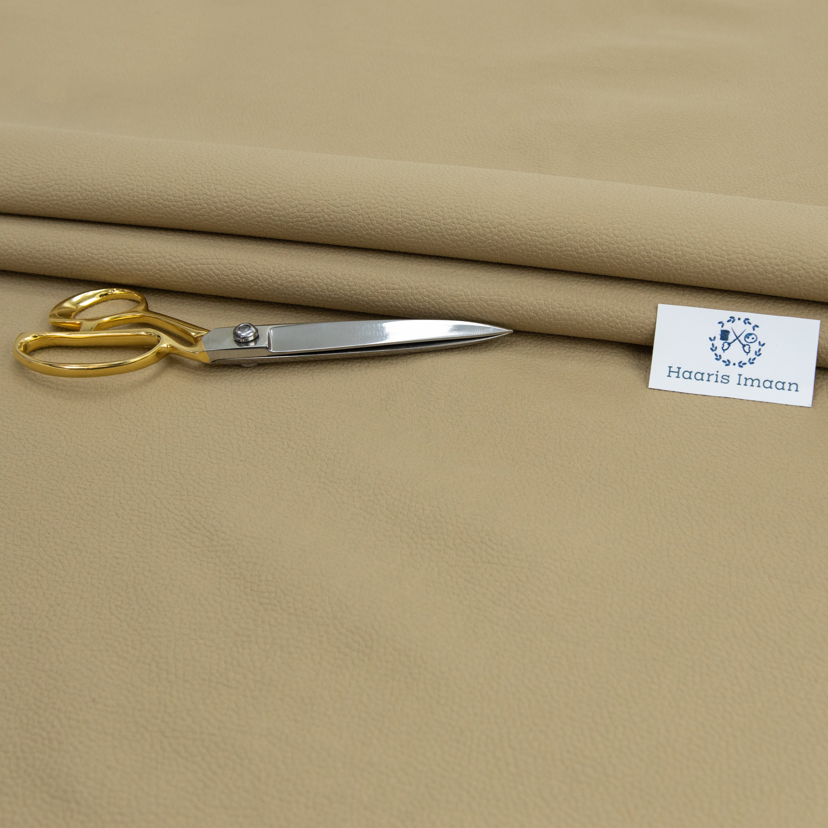 Matte Faux Leatherette, Grained Leathercloth - Beige