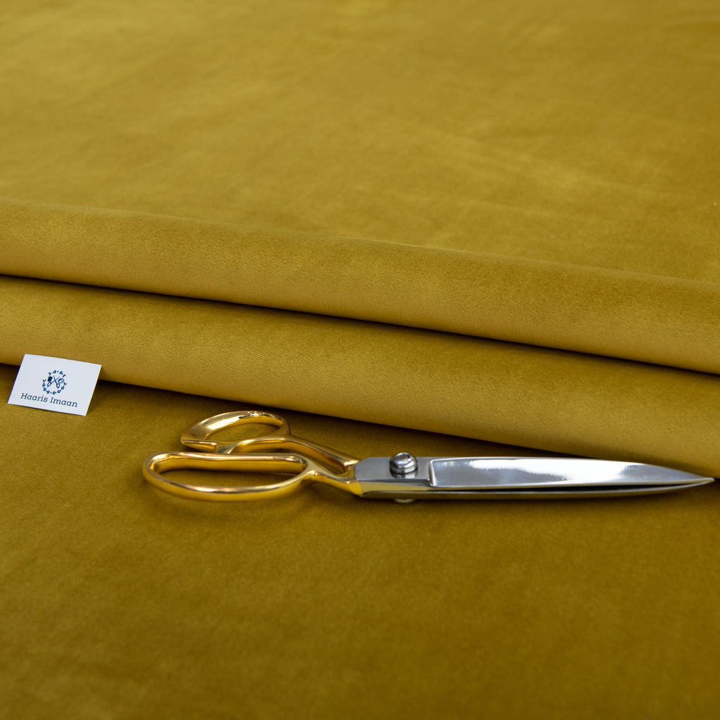 Alexia Plush Velvet Upholstery Fabric in Mustard