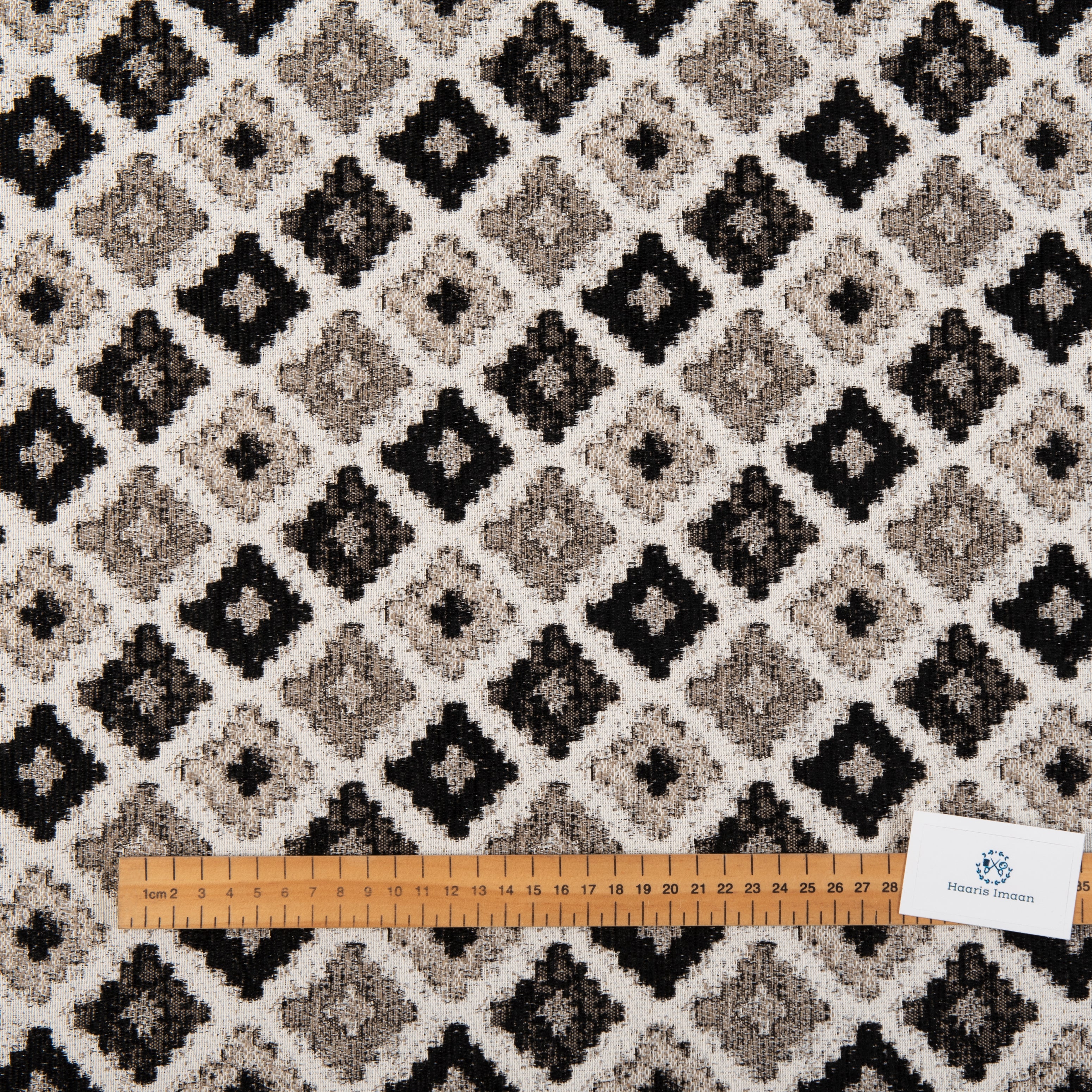 Malone Upholstery Fabric by The Metre - Black White