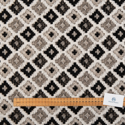 Malone Upholstery Fabric by The Metre - Black White