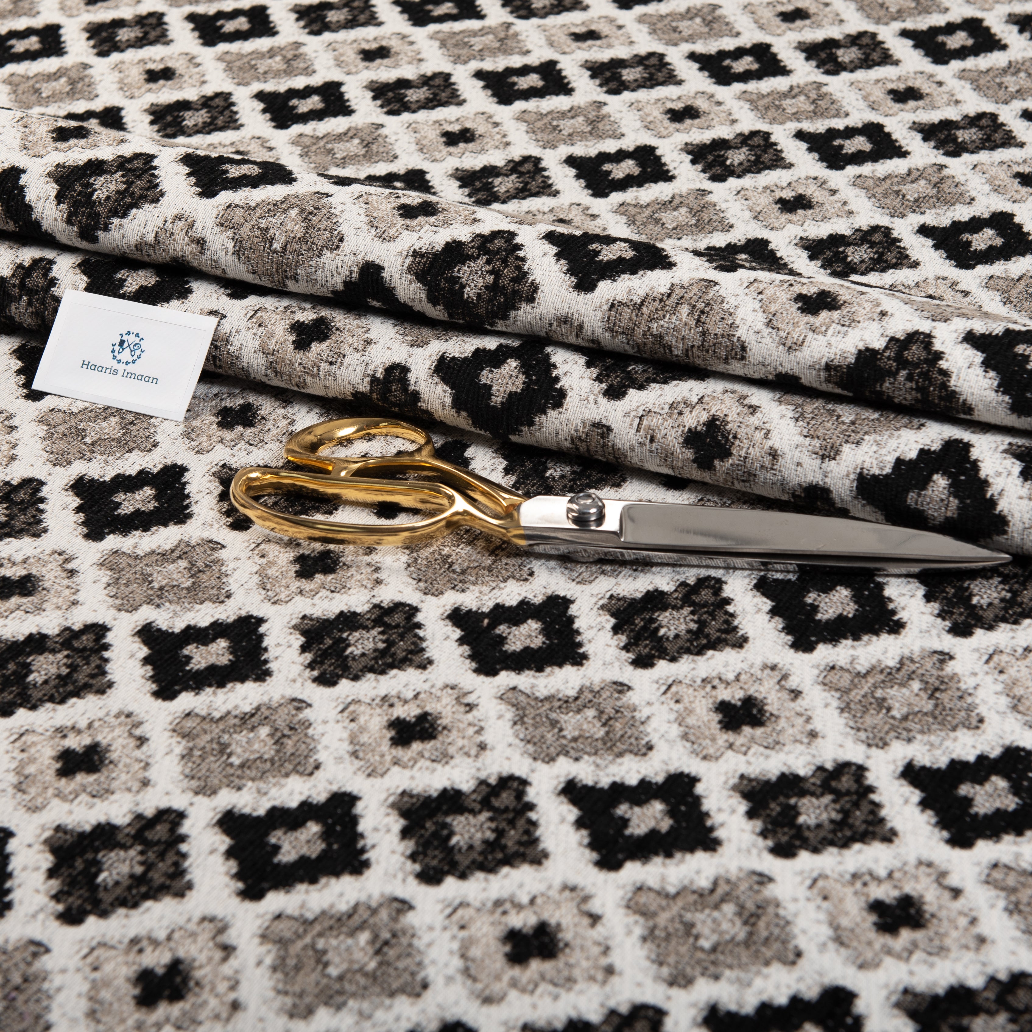 Malone Upholstery Fabric by The Metre - Black White
