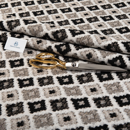 Malone Upholstery Fabric by The Metre - Black White