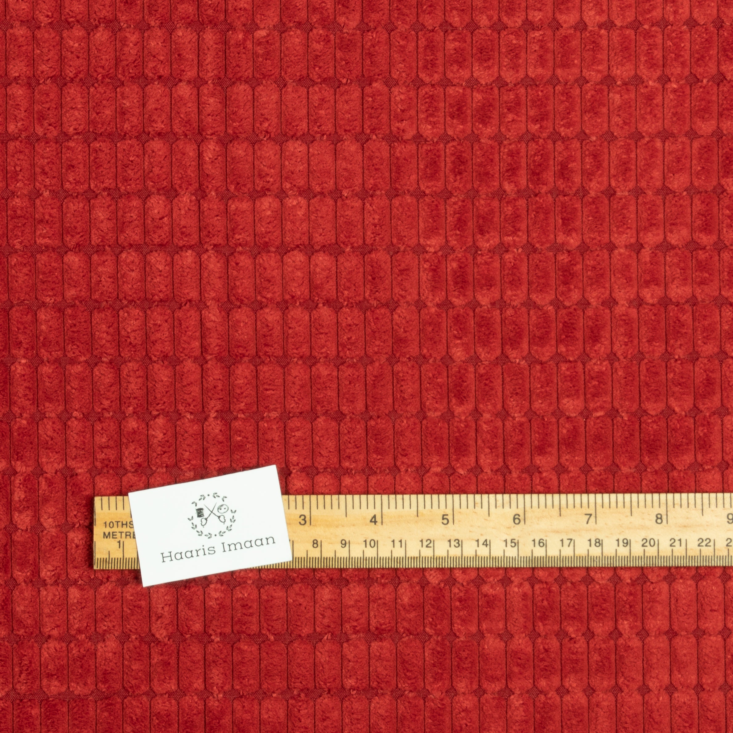High Low Cord Soft Velvet Textured Material - Red